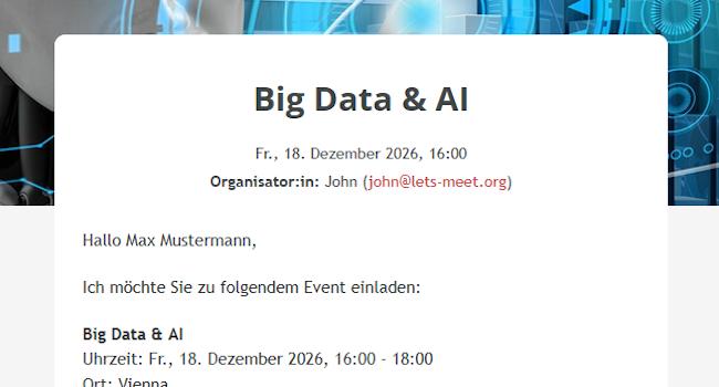 Let's Meet verschickt die Einladungen
